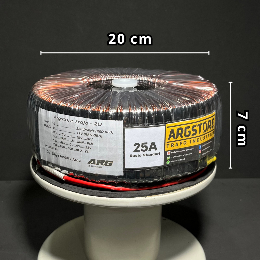 Trafo toroid donat 25A 55V - 45V CT (murni) ARG