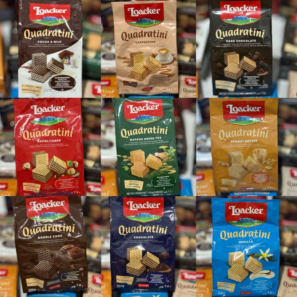 Loacker Quadratini Coklat wafer premium import UKURAN 125 GR