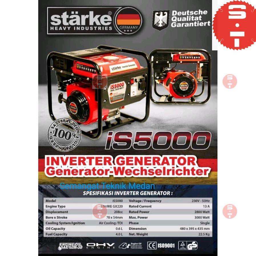 IS5000 GENSET GENERATOR LISTRIK PERTALITE PERTAMAX BENSIN STARTER 3000WATT 3000W 3000 W WATT STARKE 