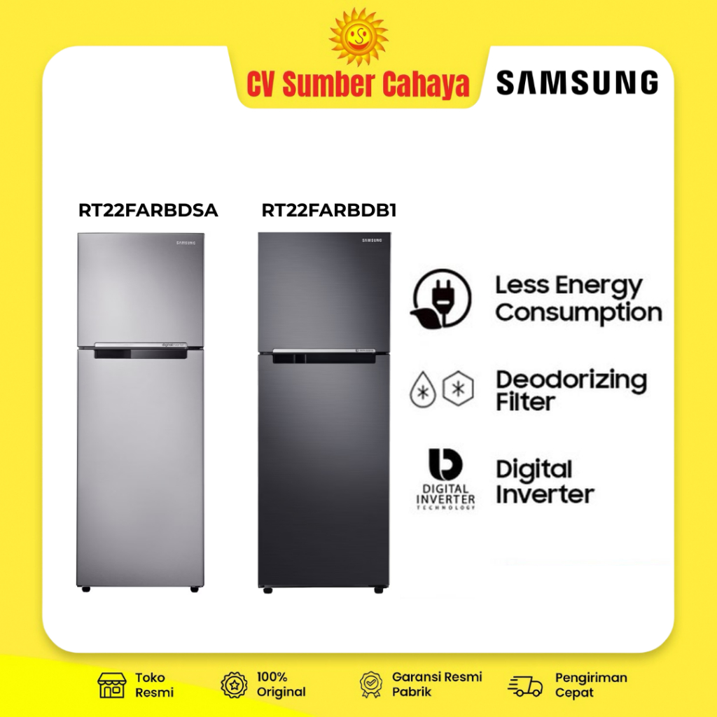 Samsung Kulkas 2 Pintu 234L Digital Inverter RT22 RT22FAR RT22FARBDSA RT22FARBDB1