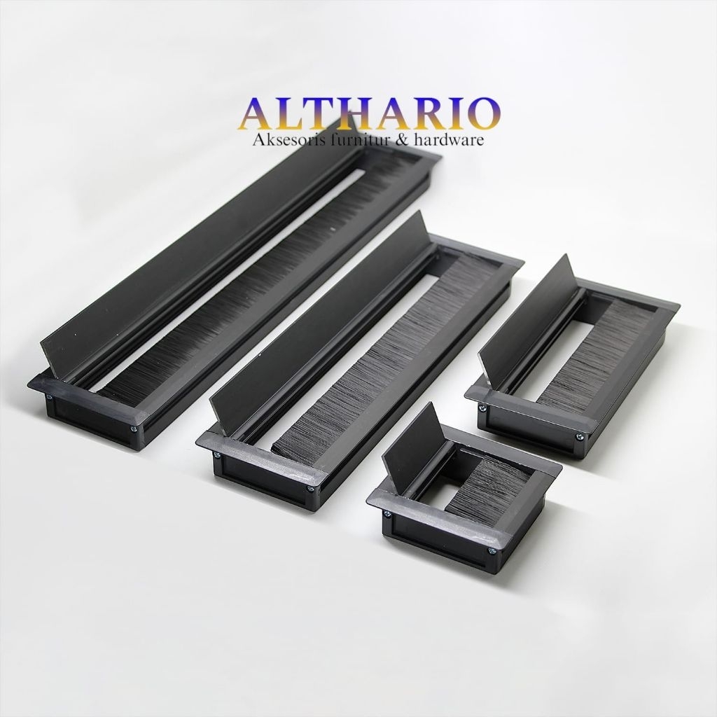 Gromet Meja - grommet tutup lubang kabel meja kantor - gromet kabel meja aluminium hitam