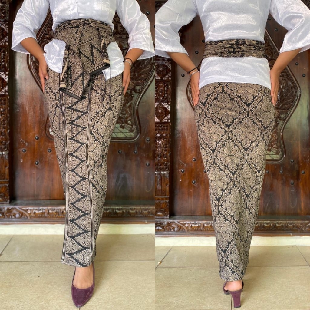 Kamen jadi instan | bawahan wanita adat Bali bahan jacquard | Kamen dan selendang set