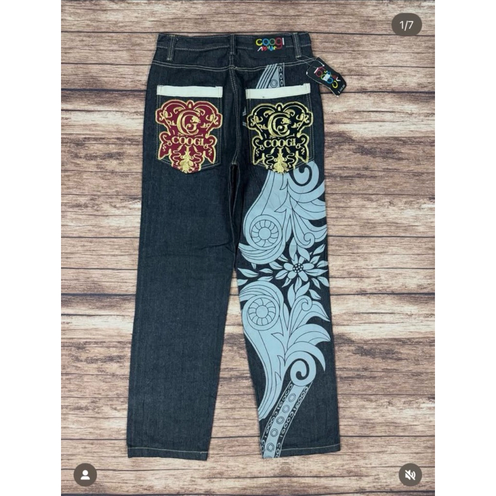 coogi pattern denim long pants #JLLP509
