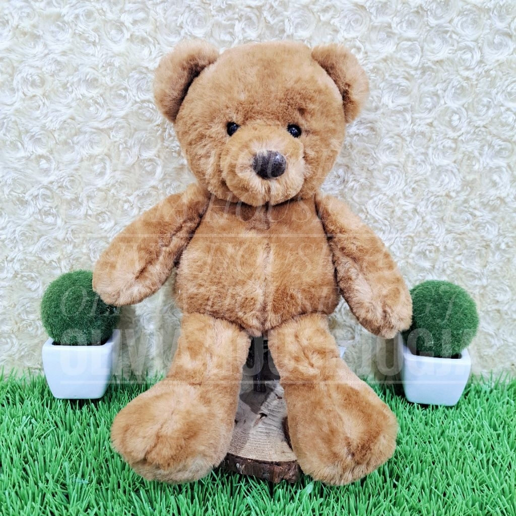 Boneka Beruang Coklat Hidung Hitam Boneka Sit Bear Dark Coklat Kaki Panjang