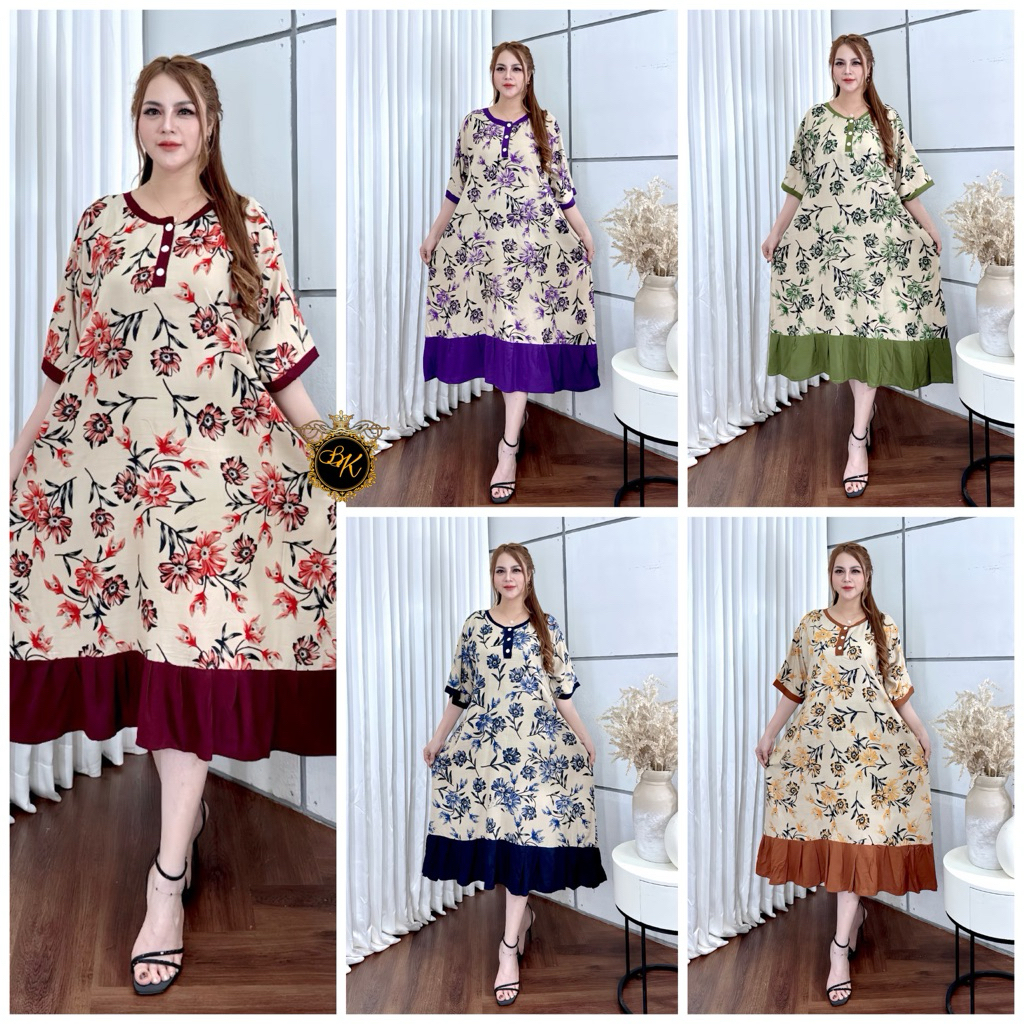 Terbaru Daster Midi Jumbo Ld 140| Dress Saku Ld 140| Dress Ld 140 |Daster Busui Jumbo| Daster Super 