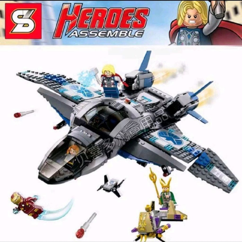 SY327 Brick Heroes Assemble Pesawat Quinjet Avengers