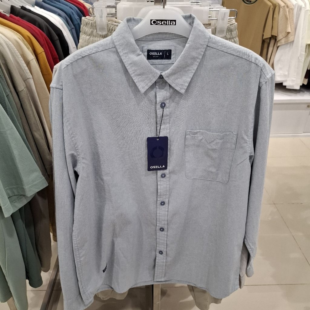 OSELLA Baju kemeja Lengan Panjang Pria Motif Polos Original