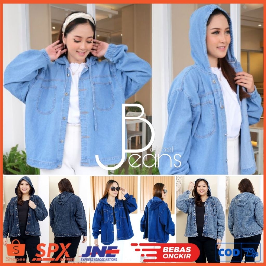 Jacket Hoodie Oversize Wanita | Jacket Jeans Denim Jumbo