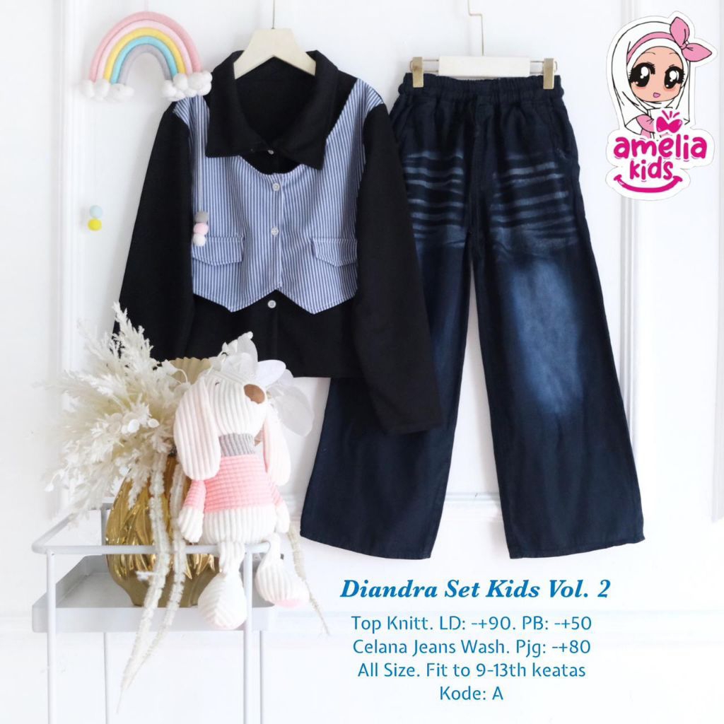 (new arrival) set 3in1 kids ORI Amelia kids Alika set kids// Diandra set kids/setelan anak perempuan