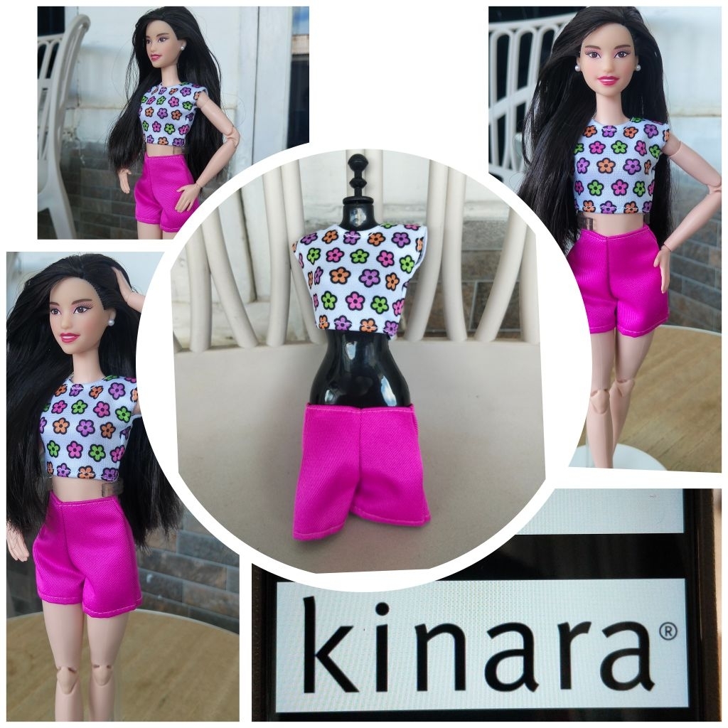 Set Kaos dan Celana Pink Barbie Doll