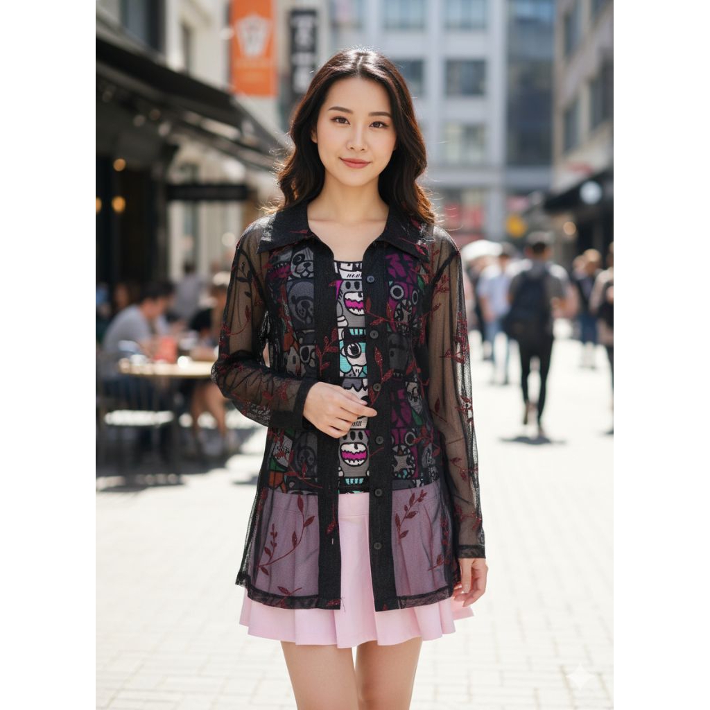 set kemeja sheer dan tanktop