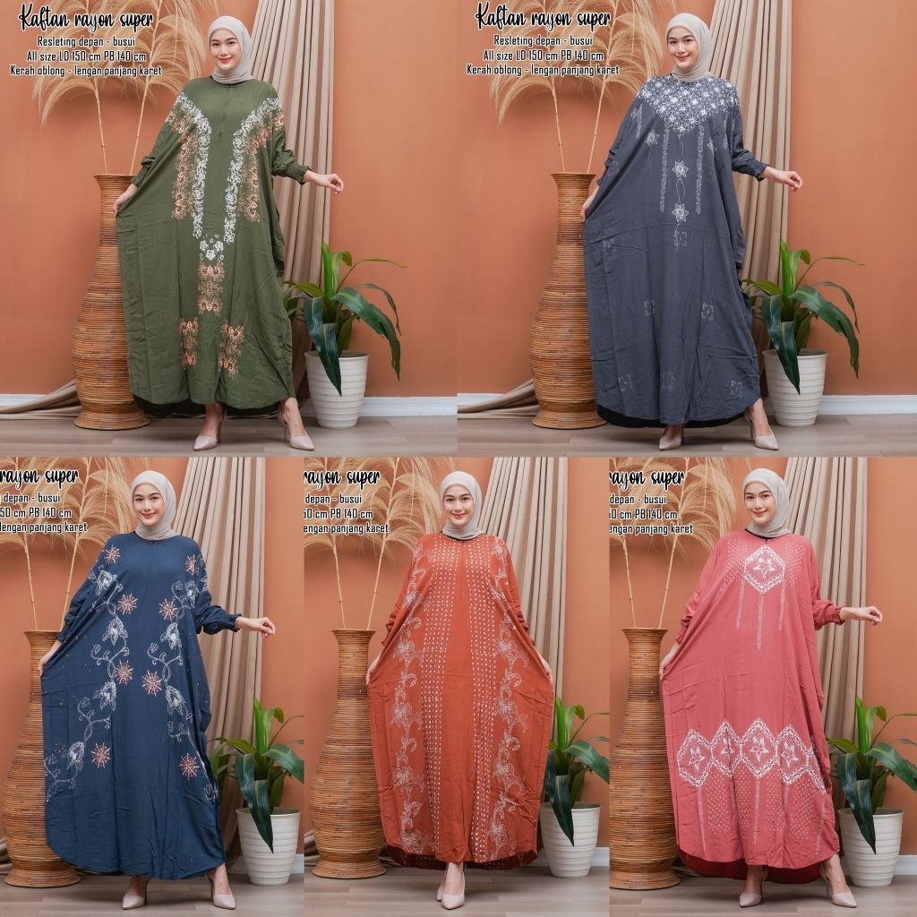 Kaftan lebaran mewah bahan Rayon super premium original terbaru kekinian Batik asli Pekalongan Busui