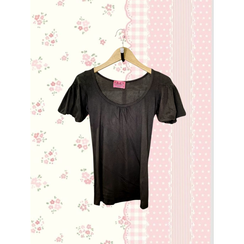 Juicy Couture Y2k Puffy Hand Dark Brown Top 2000's Vtg