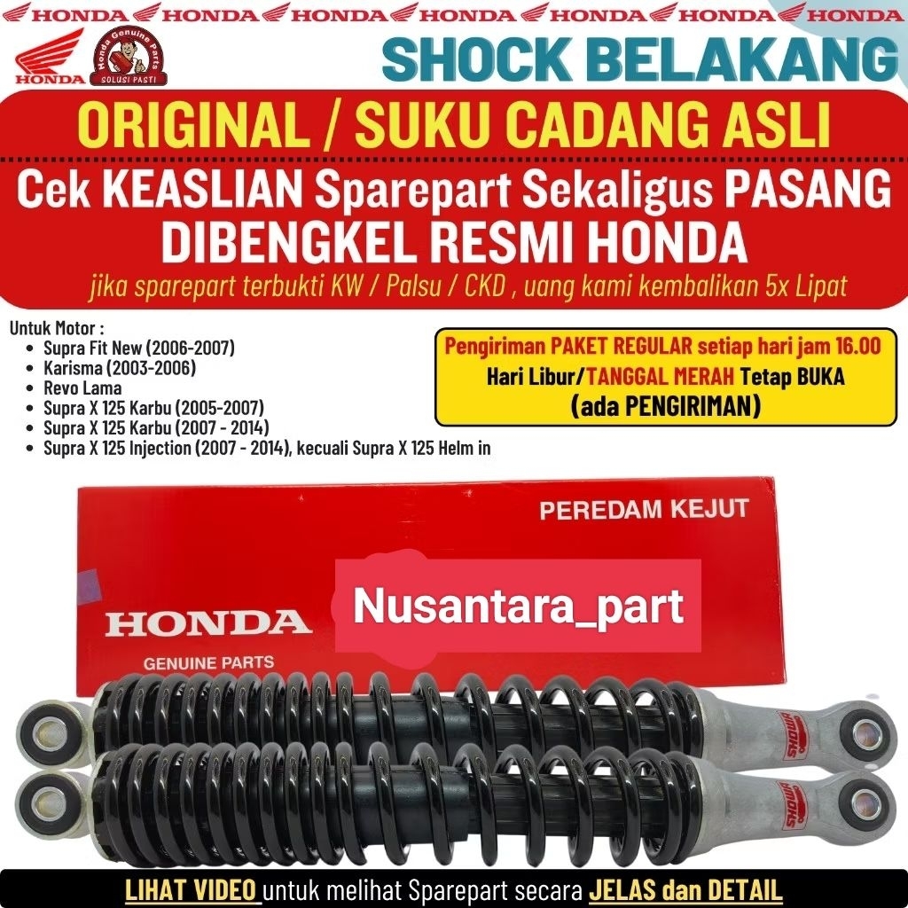 Shock Shockbreaker Belakang Supra X 125 Karbu Fi Karisma Revo Lama Supra Fi New Original AHM SHOWA