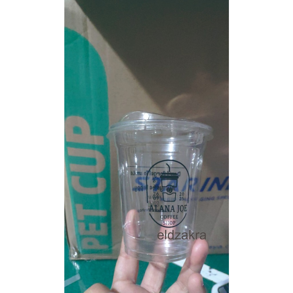 SABLON Cup Plastik PET 12 STARINDO  Tutup strawless