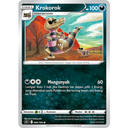 Kartu Pokémon TCG Bahasa Indonesia Krokorok Kondisi NM Booster Pack "Neraka Sirna" 069/100
