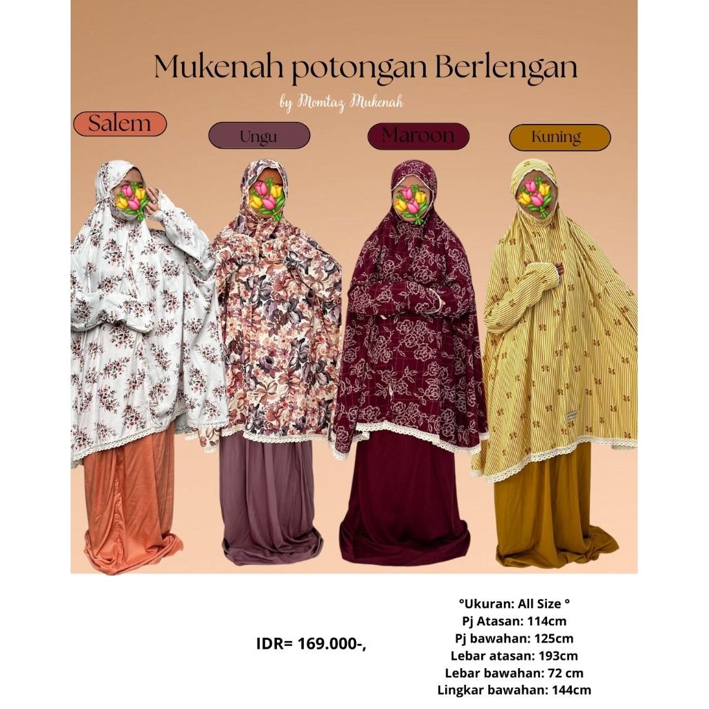 Mukenah Dewasa Potongan Berlengan Adem Rayon premium
