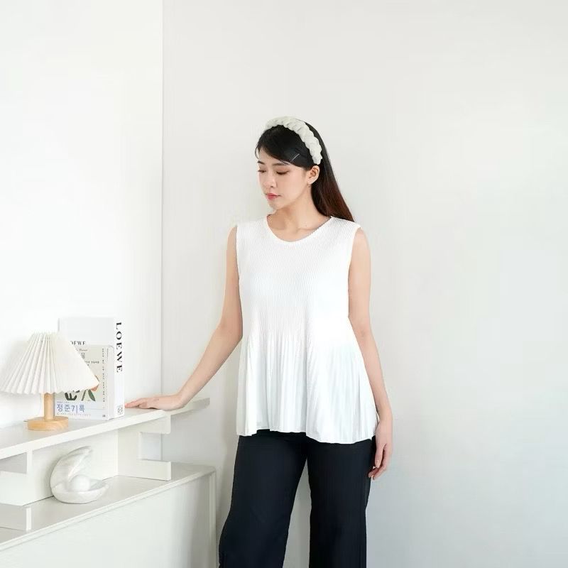 Atasan Plisket Tanpa Lengan / Tanktop Plisket / Baju Plisket