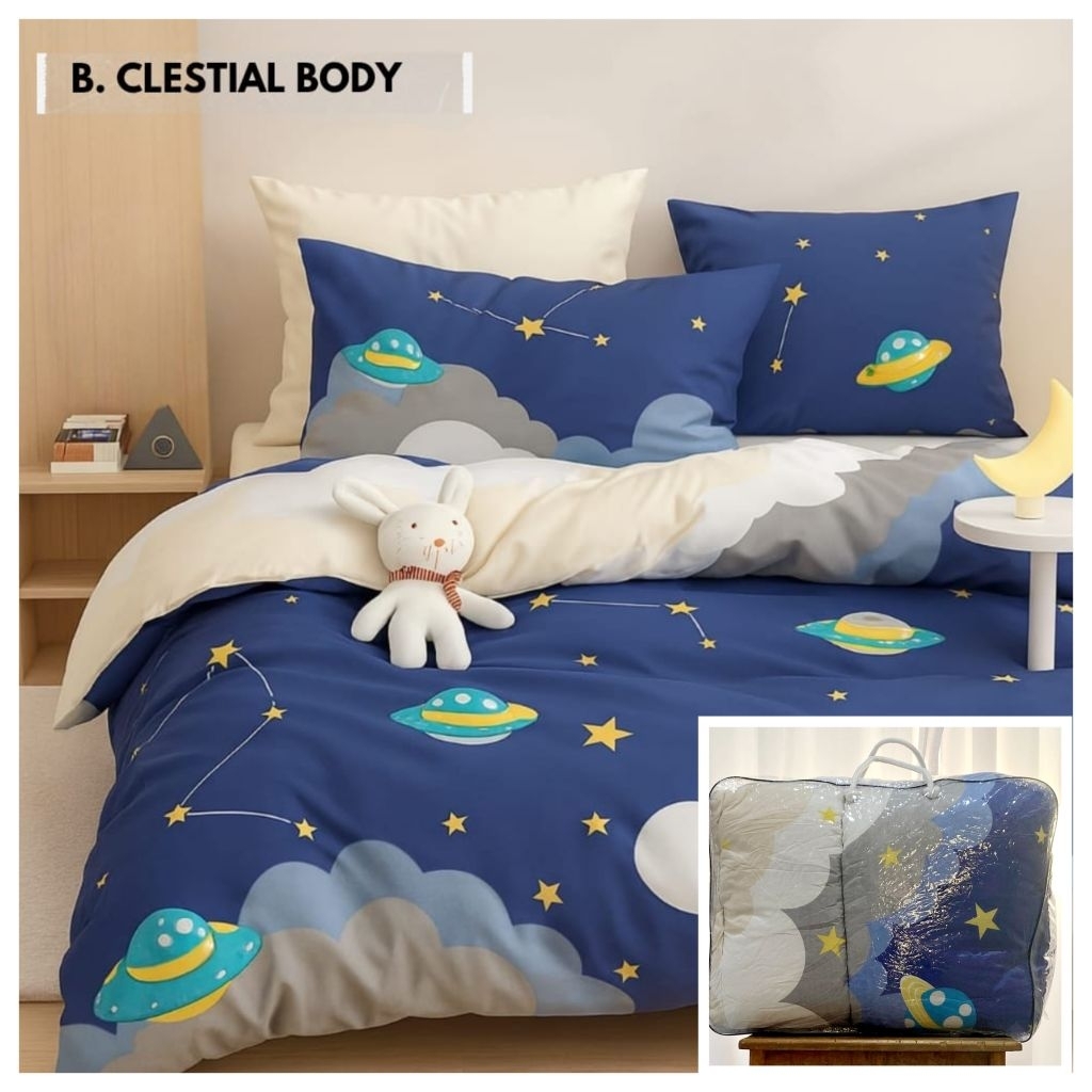 BISA COD BEDCOVER SET SEPRAI CLASTIAL WARNA BIRU ESTETIK KAMAR MINIMALIS VIRAL SET SEPREI 180X200 BE