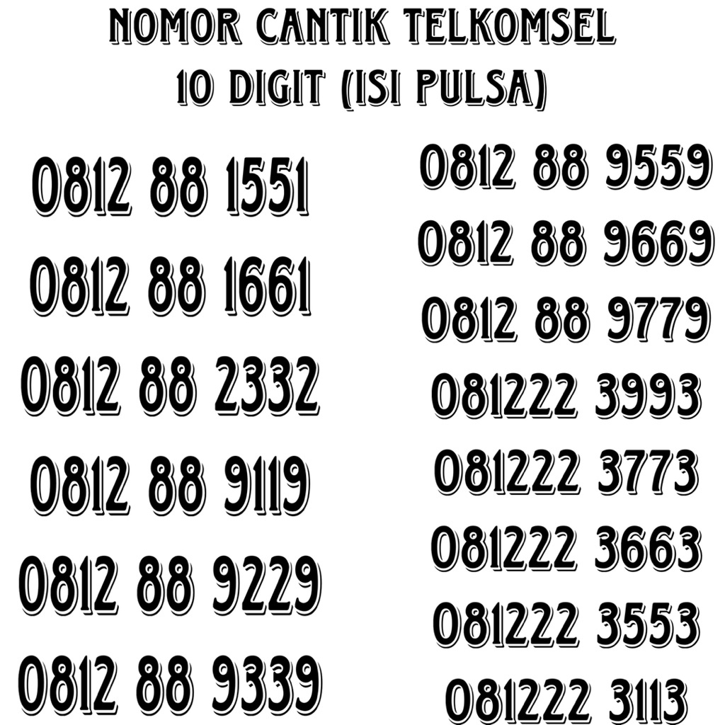 perdana telkomsel 10 digit cantik