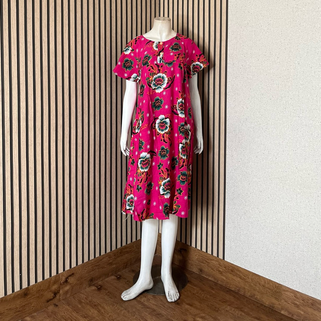 [AJ] - Daster Sutra Ungu Klok L | Daster Batik Kancing 2 | Sutra Ungu Klok | Batik Sutra Ungu