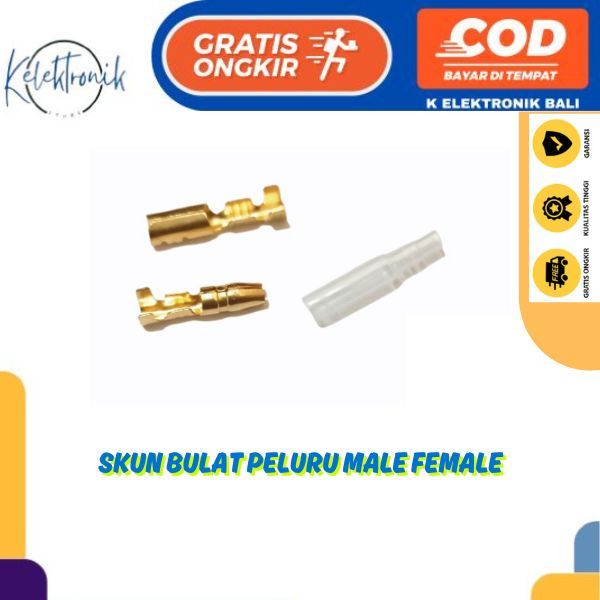 Skun Bulat PELURU Male Female Kabel 0.5~2.0 mm