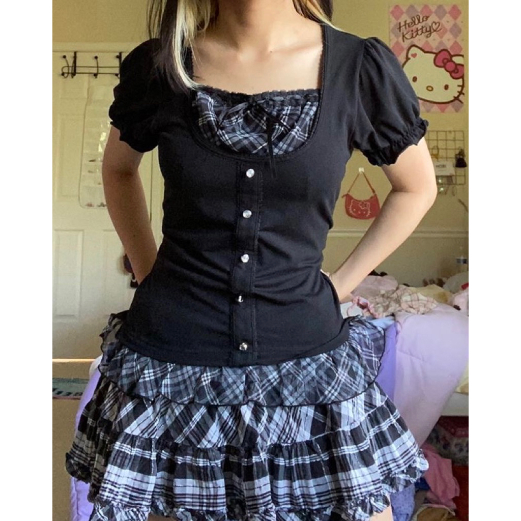 Y2K LOLLITA/VKEI/GOTHIC/GRUNGE/INDIE VEST SHIRT TOP LIZ LIZA DOLL JAPAN