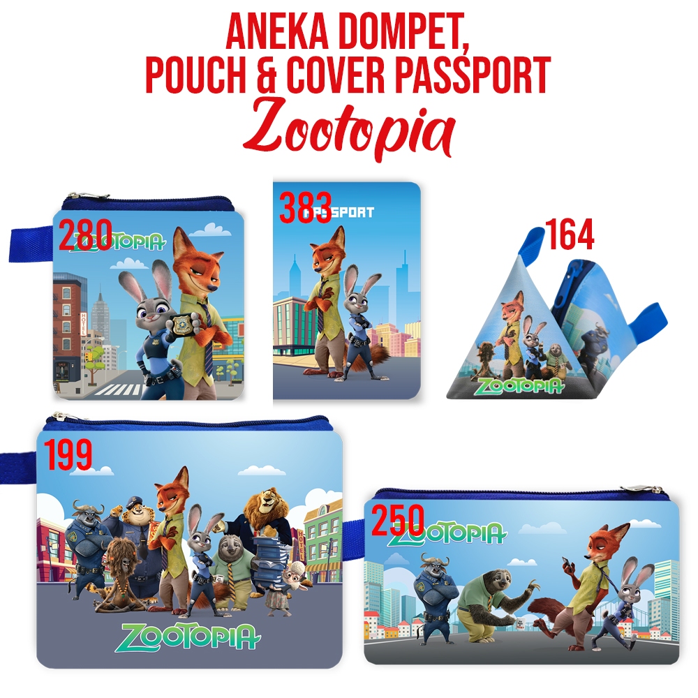 Zootopia Dompet Mini Wallet Panjang Case Tas Selempang Pouch Cover Passport Sling Bag Karakter Zooto
