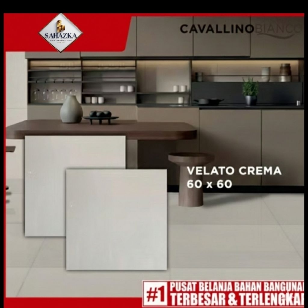 Promo granit 60x60 kw1 cream polos glossy , granit murah | granit cavalino cream polos 60x60