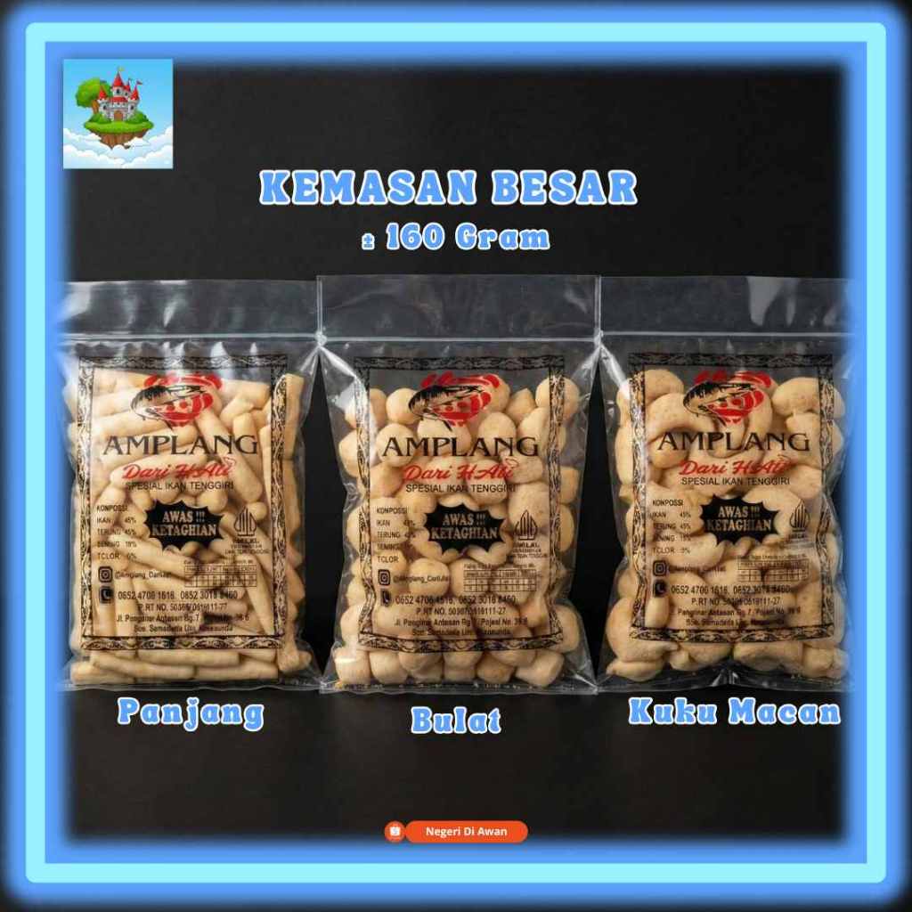 Amplang Ikan Tenggiri Asli Samarinda "DARI HATI" - Kuku Macan / Panjang / Bulat - Kemasan Besar ±160