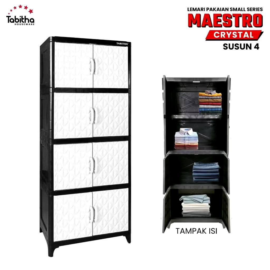 lemari susun 4 Tabitha Maestro lemari minimalis plastik warna ungu dan putih