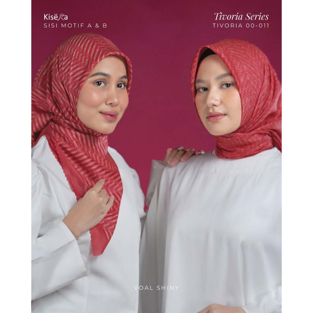 TIVORIA 011 - 33 M | Kerudung Hijab 4 Warna 1 Motif Artificial Texture, Jilbab Praktis Cantik | Voal
