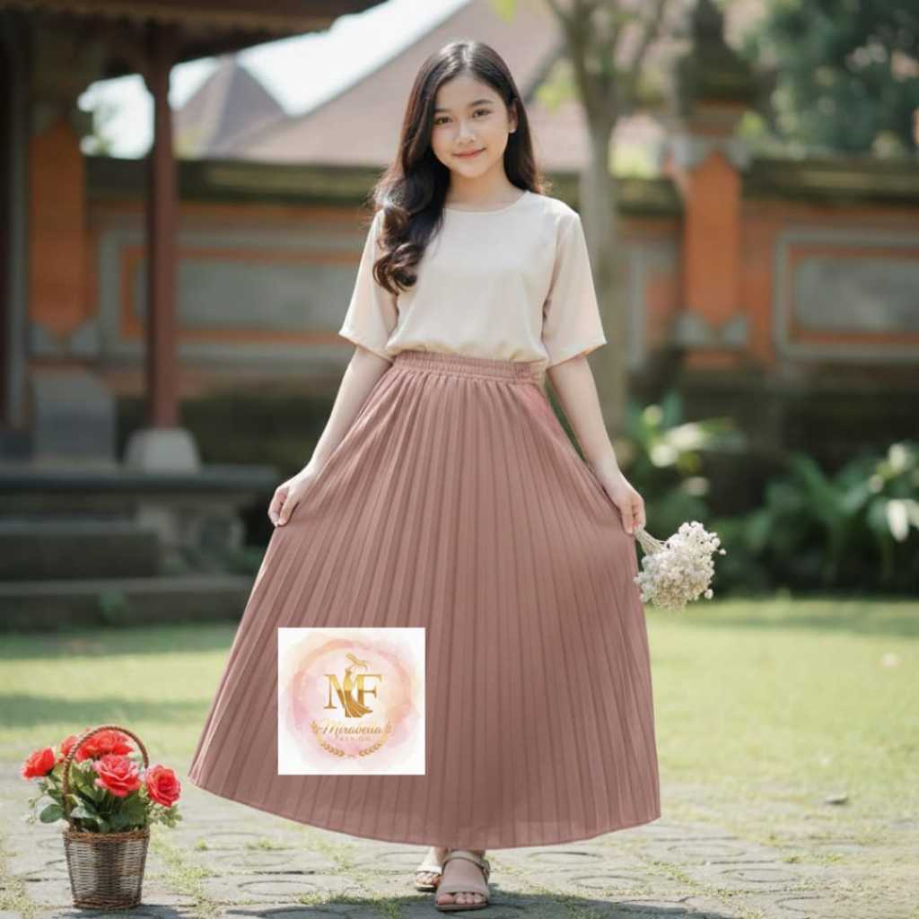 MF - Rok plisket anak perempuan usia 9 - 13 tahun