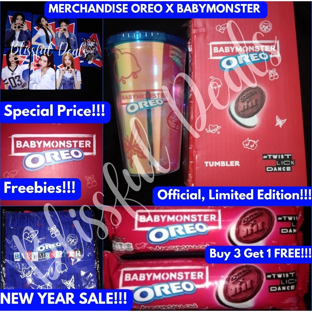 [2.2 SALE] OREO BUY 3 GET 1 FREE OREO X BABYMONSTER, OFFICIAL MERCH BOX, TUMBLER, TOTEBAG, DAN PC OF