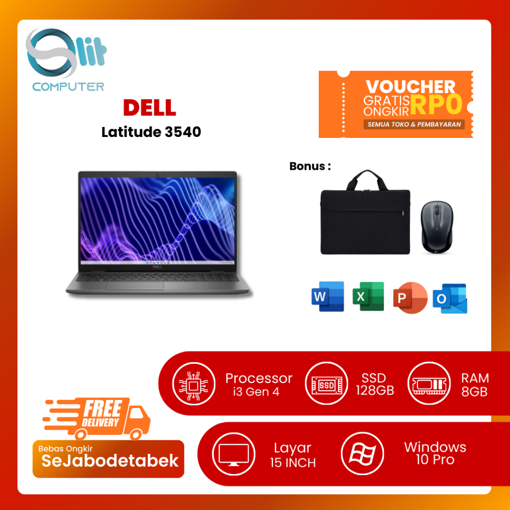 DELL LATITUDE 3540 i3 | RAM 8GB | SSD 128GB | Laptop Second Rasa Baru