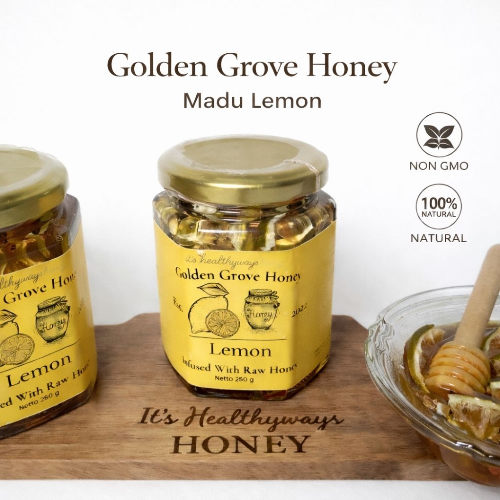 Madu Lemon Golden Grove Honey 250g madu murni dengan lemon kering membantu meredakan sakit tenggorok
