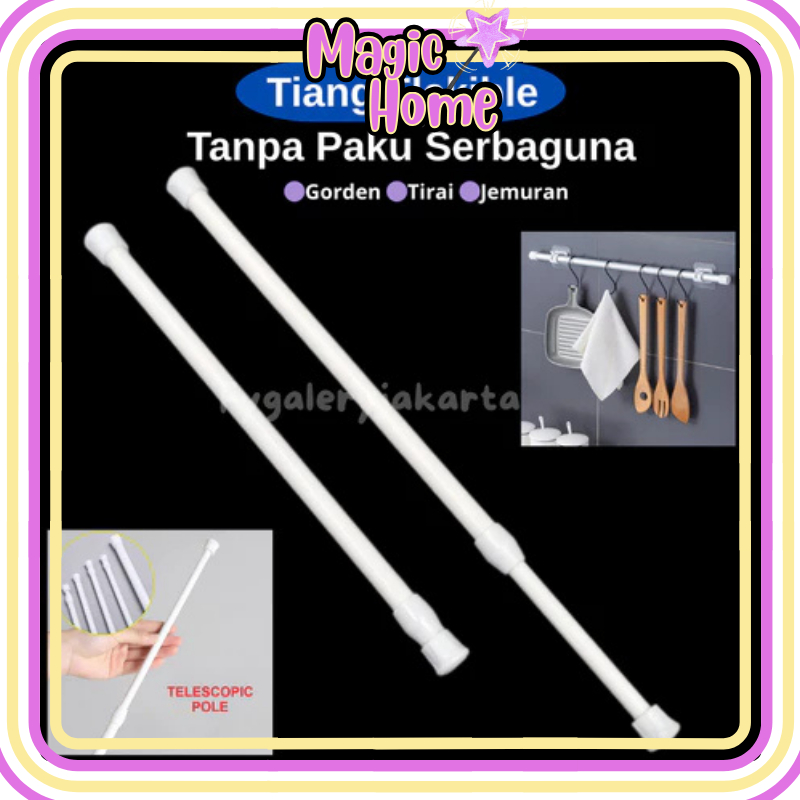 HL0770 Tiang Fleksibel Tiang Gorden Kolong Dapur Tiang Tanpa Paku Tiang Serbaguna untuk Gorden Lemar