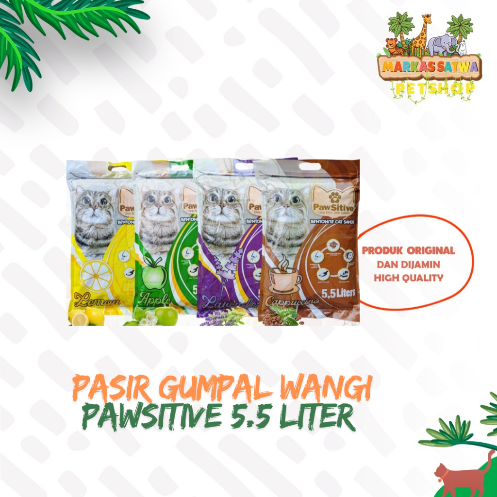 Pasir Kucing PAWSITIVE 5,5L / Pasir Kucing Gumpal Wangi PAWSITIVE 5,5 Liter ( EKSPEDISI )