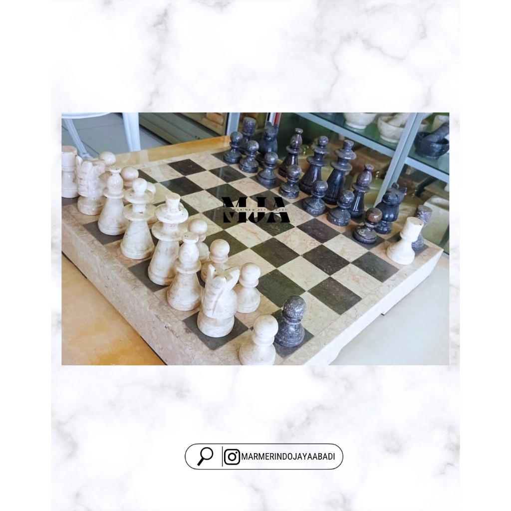 PAPAN CATUR BATU MARMER UKURAN 40X40X5 CM {PAPAN SAJA}