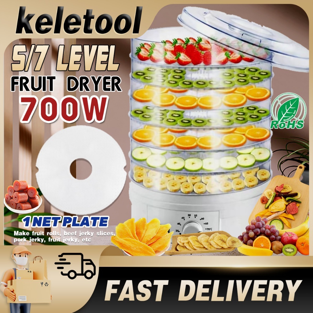 Mesin Pengering Makanan 7Rak Mesin Dehydrator Makanan 900W Food Dehydrator