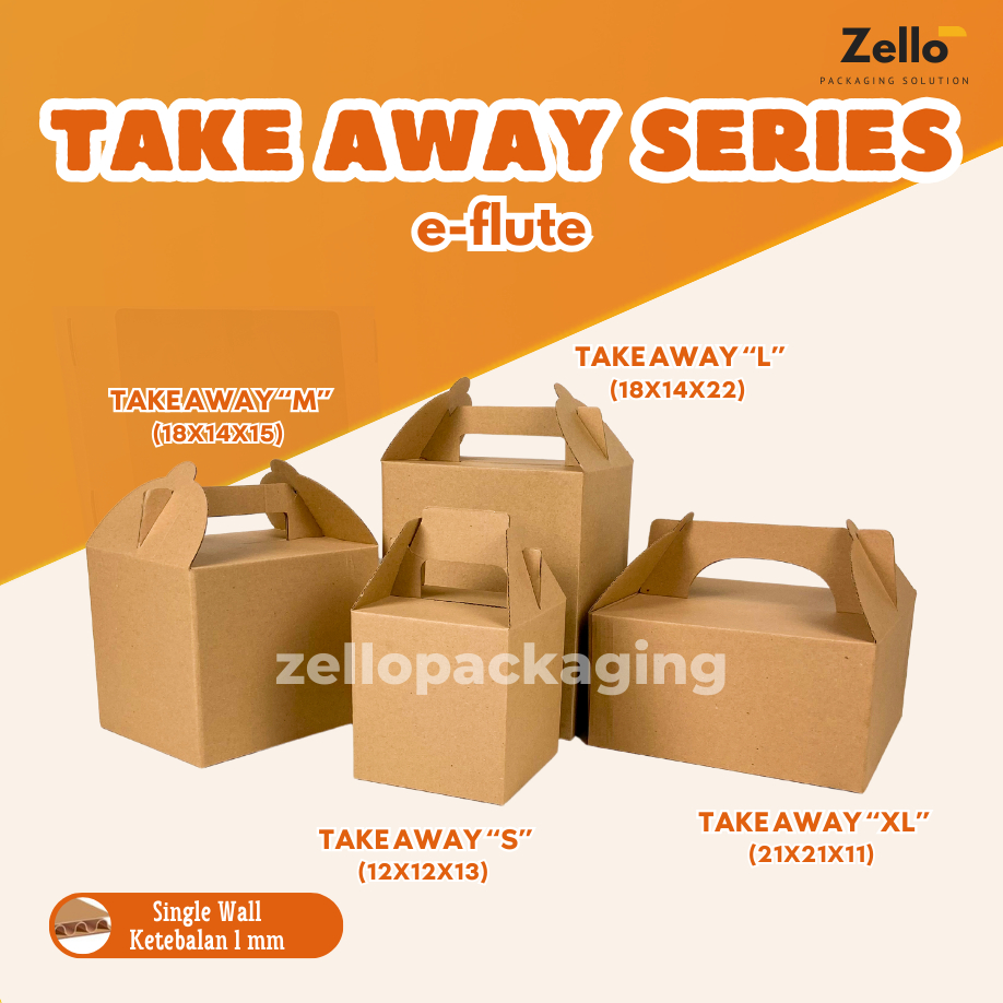 E-Flute Gable Box Jinjing Tebal Polos Take Away S M L XL Kemasan Catering Makanan Hampers Thinwall