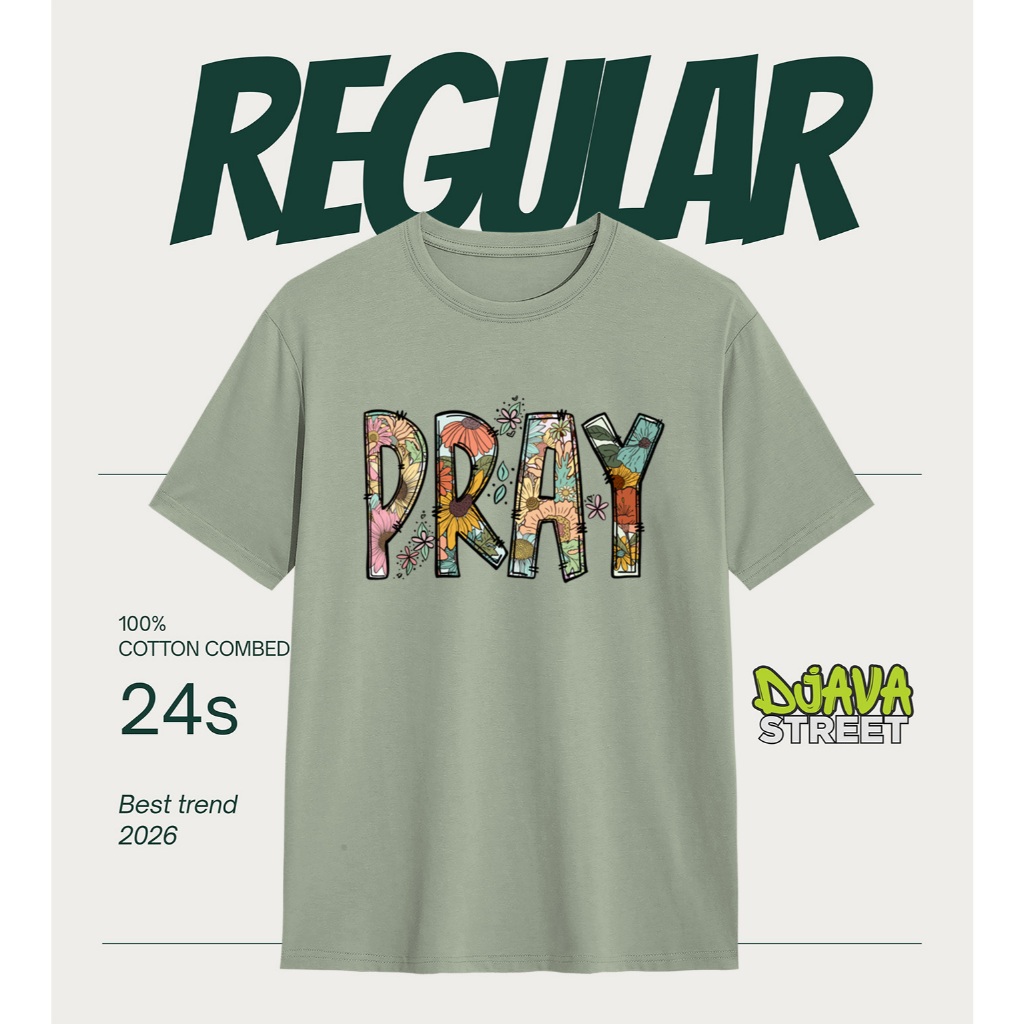 Part 1 Kaos PRAY T-shirt Kristen Desain Floral Vintage | Kaos Rohani Katolik | Kaos Doa Harian | Kao
