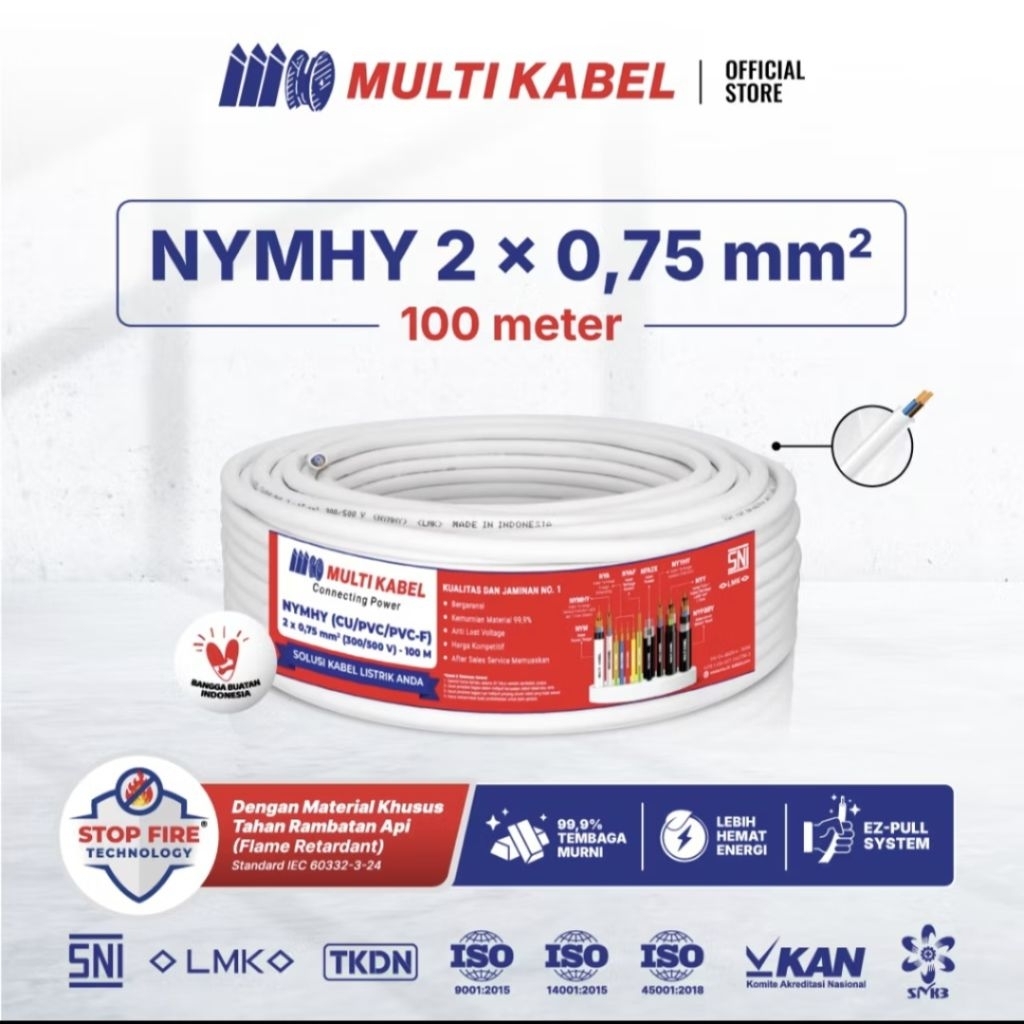 Kabel Serabut /NYMHY MULTI KABEL 2×0,75,100 mtr,LMK