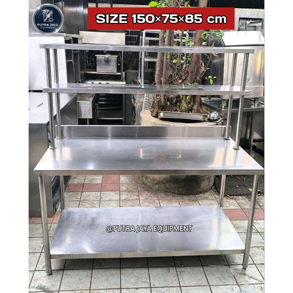 Meja dapur stainless steel 2 rak stainless | work table meja dapur stainless | meja kerja dapur rest