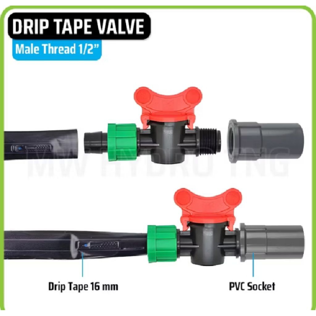 Konektor selang ke pipa , drip tape valve