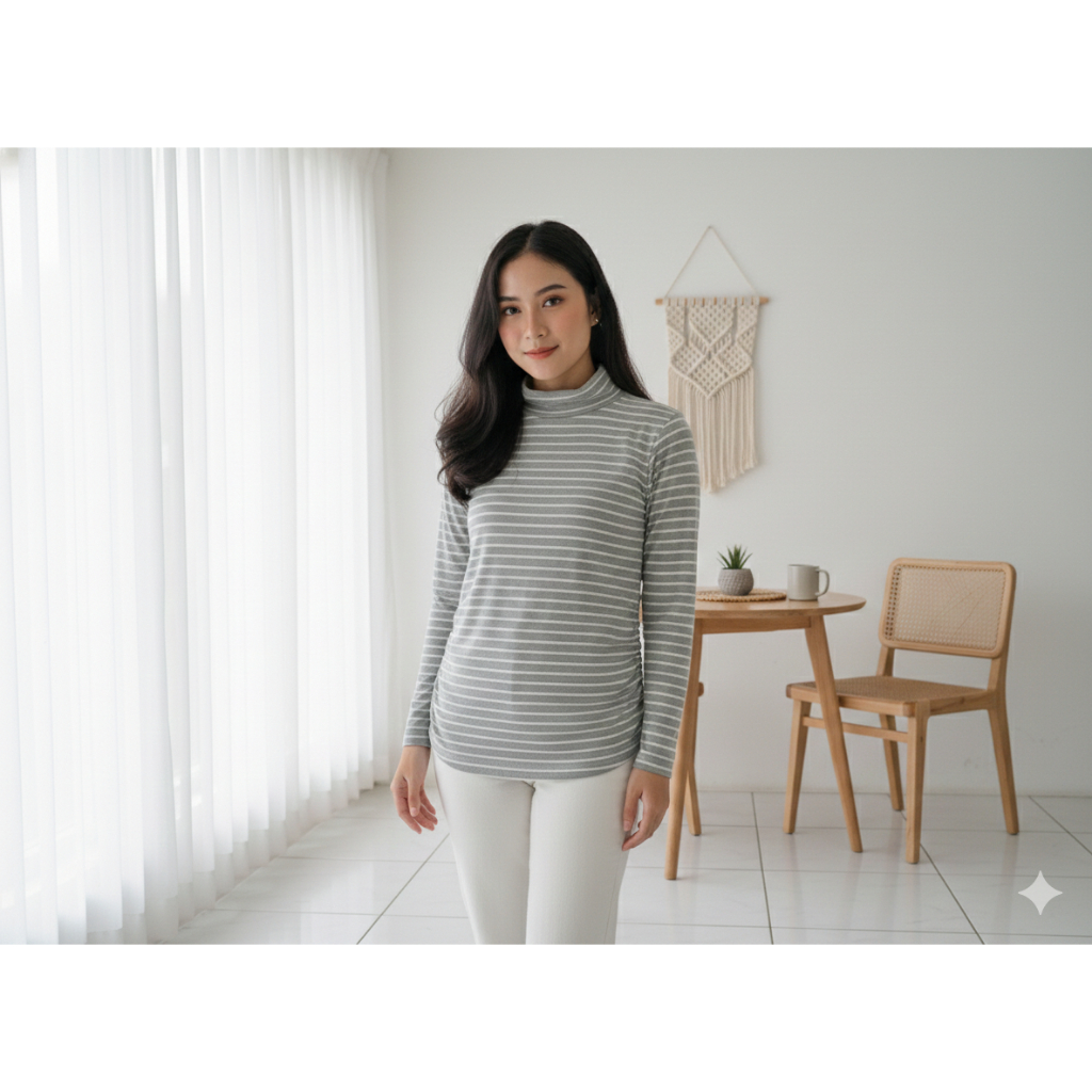 GIORDANO Kaos Lengan Panjang Katun