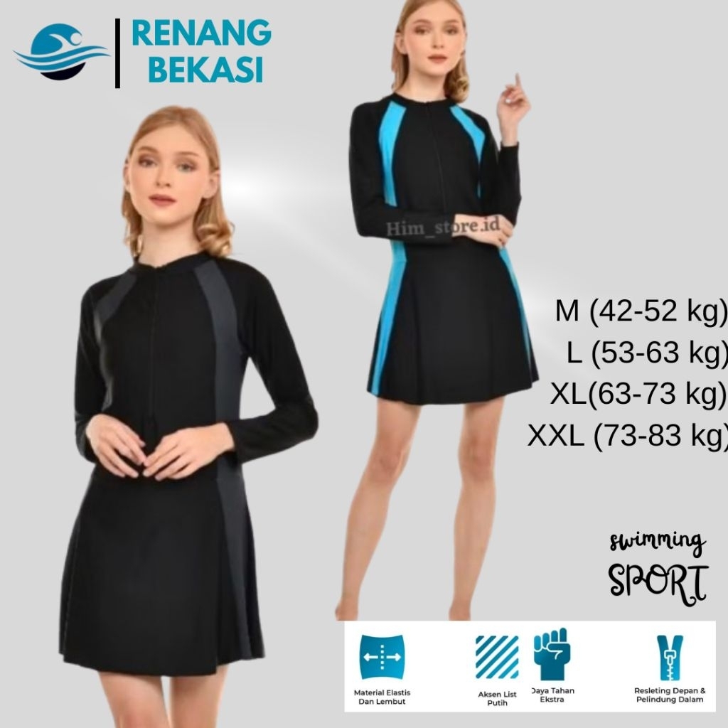 Baju renang wanita.baju renang diving rok /baju renang dewasa / diving rok wanita dewasa premium