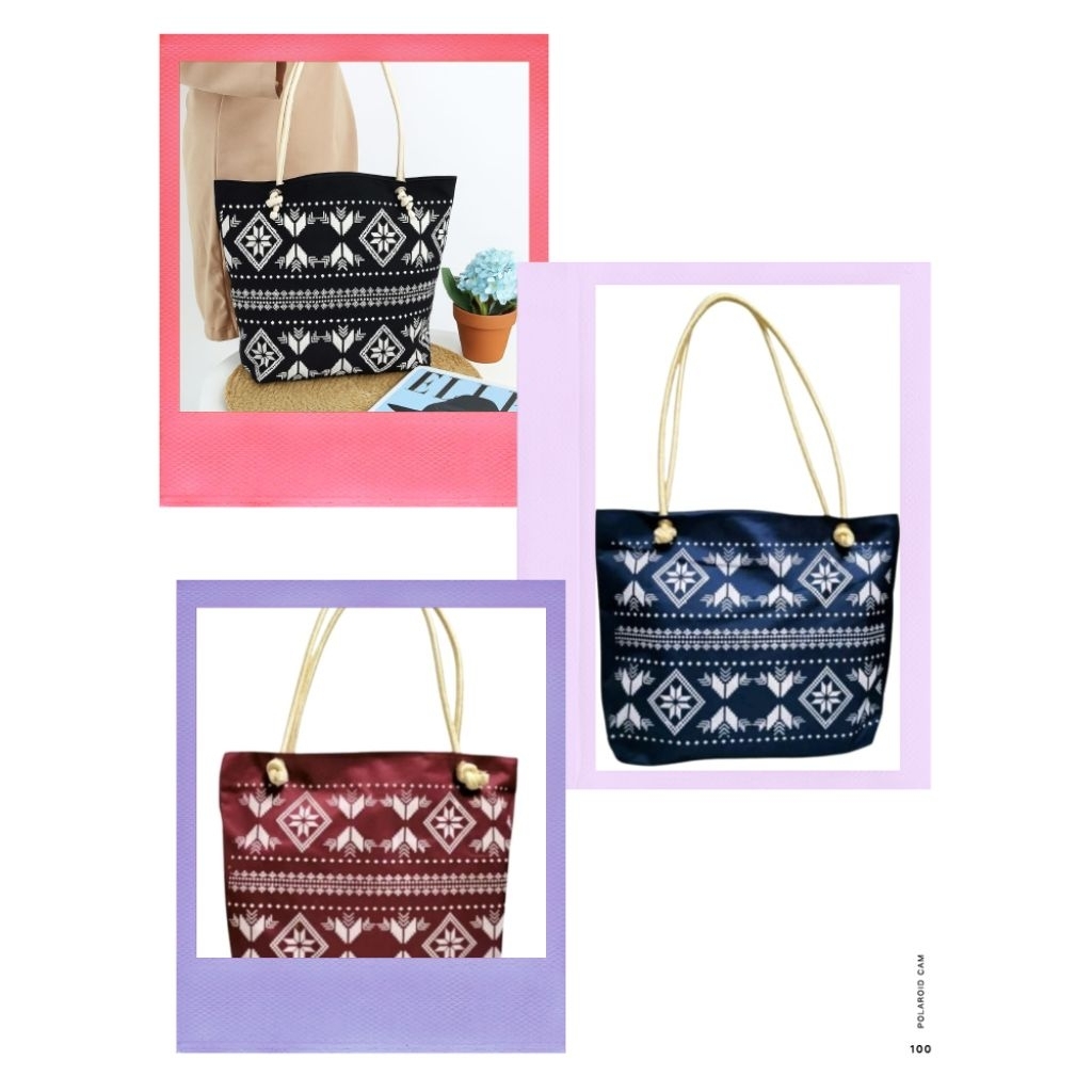 paket usaha 100 pcs, totebag kekinian tas bahu wanita tali sumbu motif||bisa mix motif asal chatt du