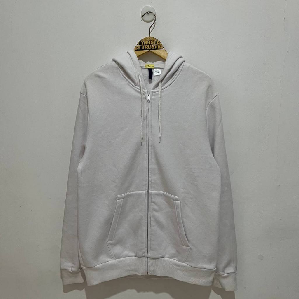 Zip Hoodie H&M Divided Putih Basic - Zip Hoodie HnM Divided - Putih Polos - [size M]
