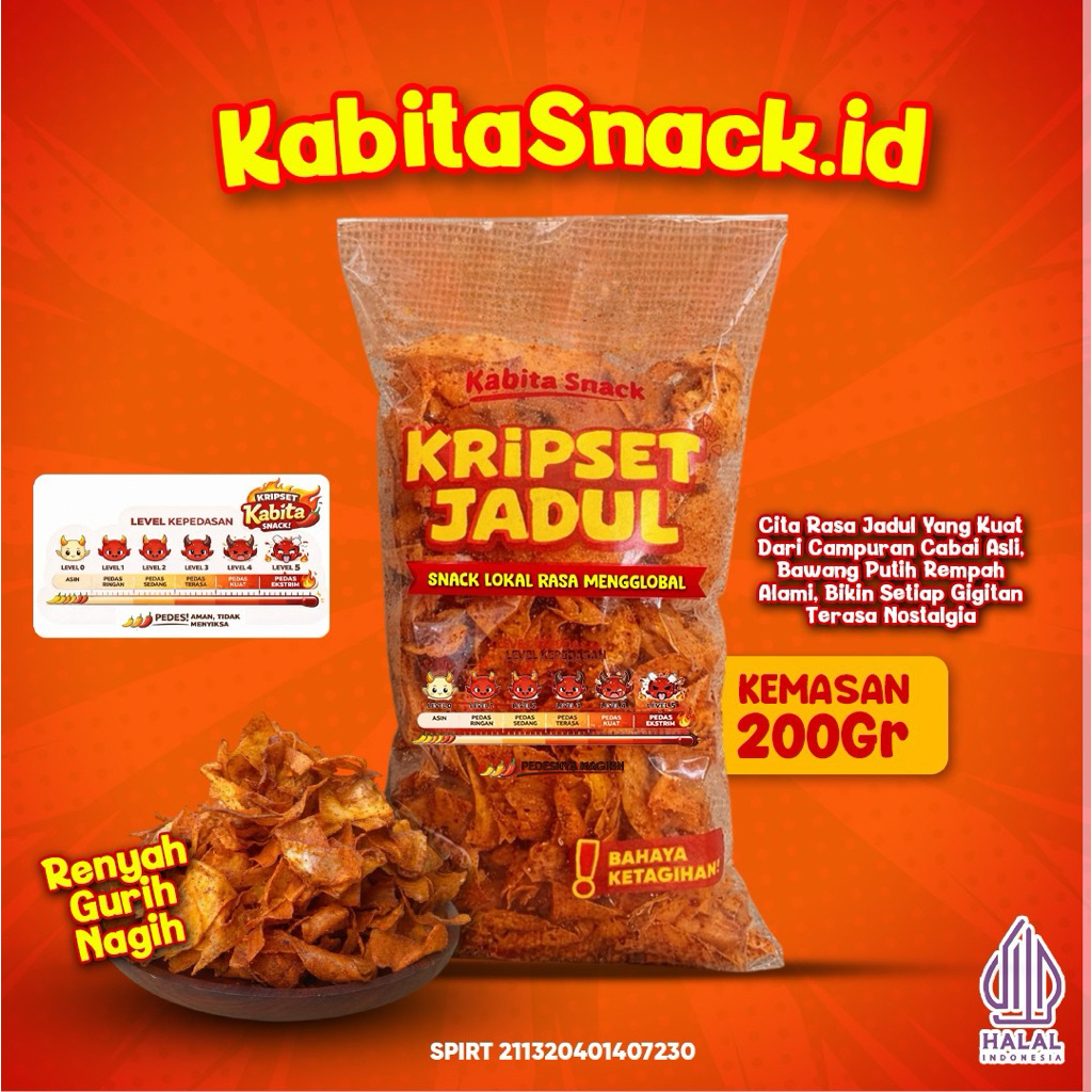 Kripset Kripik Singkong Pedas Asin Gurih Nagih Terenak 200gram